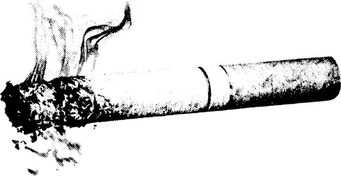 Black and white high contrast cigarette ash artwork for retro design projects