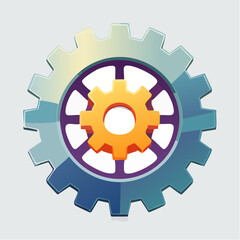 Two Gears Interlocked Symbolizing Teamwork and Mechanical Processes.