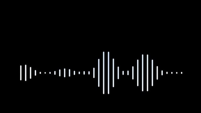 White digital audio waveform equalizer on black screen. rhythmic audio frequency sound waves, dynamic equalizer visual effect, Line digital minimalist voice and soundtrack audio waveform equalizer