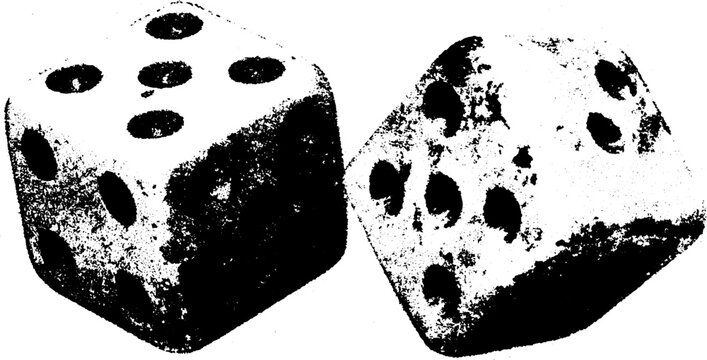 High contrast black and white dice illustration for game design