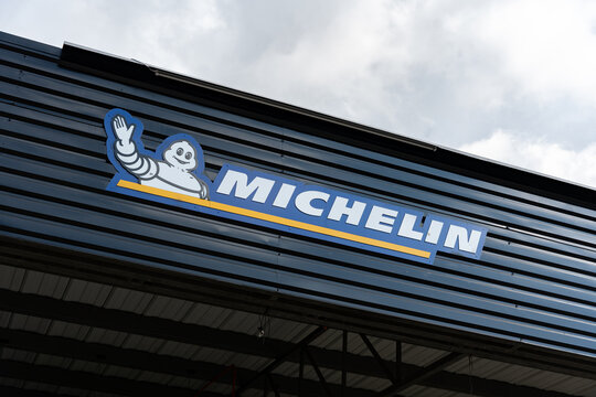 Modern Michelin tire shop facade, highlighting the Michelin tire brand logo. Commercial building with brand identity. Guadalajara, Jalisco, Mexico, May 2, 2025