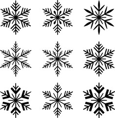 Collection of Intricate Black and White Snowflake Designs .