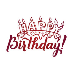 Happy Birthday lettering with black color isolated on white background. Great for greeting cards, celebrations, etc.
