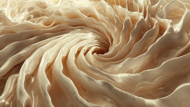 El envoltorio de una espiral que evoca la suavidad de la crema en un fondo neutro, ilustrando texturas onduladas y fluidas