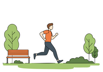 A man runs outdoors on Obesity Day, symbolizing health and wellness.  A vibrant, active lifestyle scene.  Bright, cheerful, and optimistic.