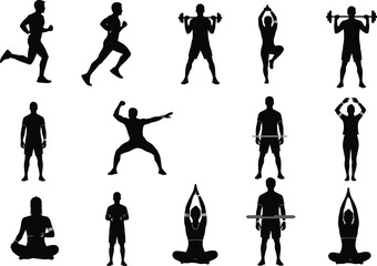 Fitness App Concept Silhouette – Health and Workout Vector Design