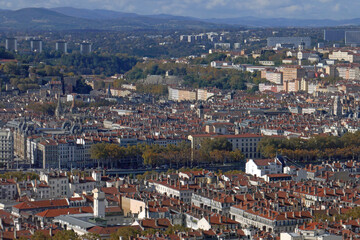 Obraz premium City view of Lyon from a bird's eye view