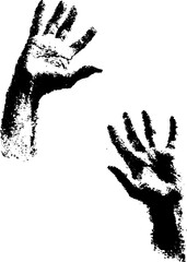 Obraz premium Minimal black and white hand illustration with high contrast for artistic design