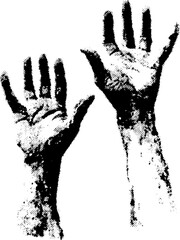 Obraz premium Minimalist high contrast black and white hands illustration for creative design