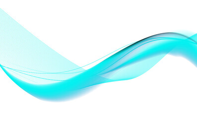 Abstract flowing wave of glowing blue particles on a dark background