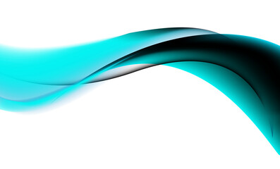 Abstract flowing turquoise wave against a dark black background