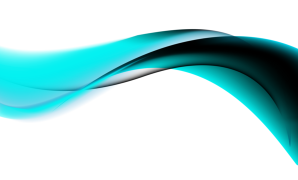 Abstract flowing turquoise wave against a dark black background