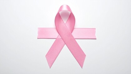 A close-up view of a pink ribbon symbol, a widely recognized emblem of support