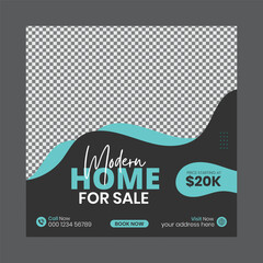 Real estate house property sale social media post and square banner design. Real estate ad template
