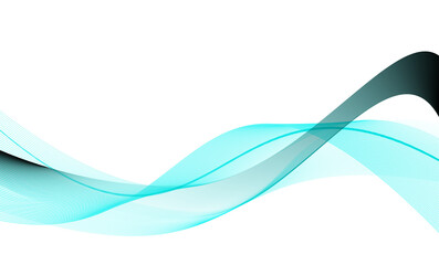 Abstract flowing wave of glowing teal particles on a black background
