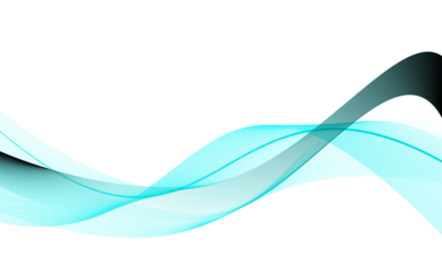 Abstract flowing wave of glowing teal particles on a black background