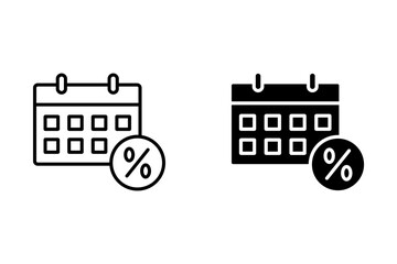 Calendar with percent icon. Discount calendar. Vector illustration