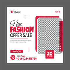 Modern fashion discount sale banner and social media post design