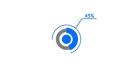 Blue and gray circular progress bar showing forty five percent complete with a white background image