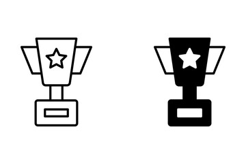 Trophy icon. Line and glyph solid icon. Perfect pixel isolated on white background. Vector illustration