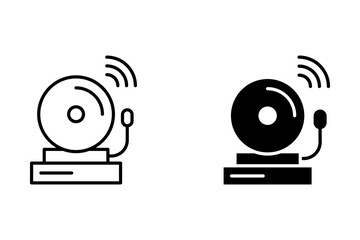 School bell icon set. Vector icon of fire bell for emergency alarm.