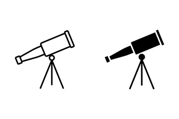 Telescope black and white flat vector icon design. Telescope symbol and glyph design