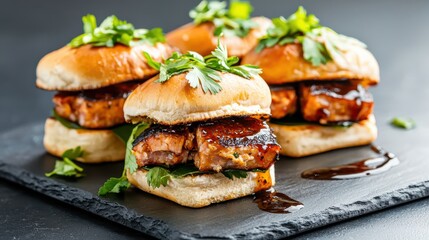Savory grilled salmon sliders modern kitchen food photography indoor setting close-up culinary creativity
