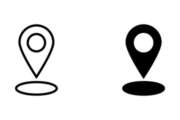 Location pin with circle, linear style icon. specific geographic location with a circular indicator. Editable stroke width	
