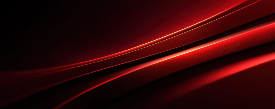 Dark red abstract background with glowing curved lines for modern design and tech projects