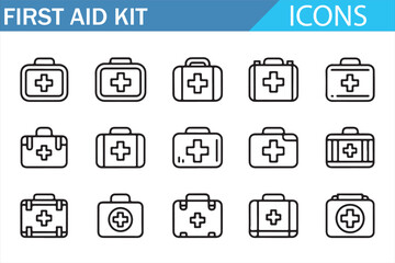 First Aid Kit Icons Collection - Healthcare and Safety Symbols for Medical Use