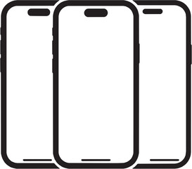 Smartphone outline icon set – includes modern mobile phone frames, devices, and technology templates. Editable stroke vector illustration.
