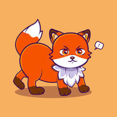 Cute fox holding a marshmallow stick, enjoying a cozy campfire. Cute Character Mascot Illustration.
