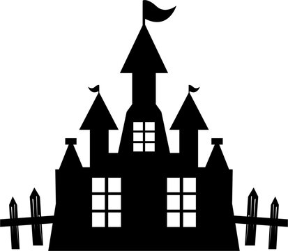 a black and white vector of a cathedral related to the halloween event