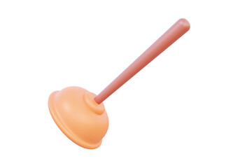 Plunger icon on isolated background. suck pump toilet household equipment. Minimal cartoon style. 3D render illustration design element