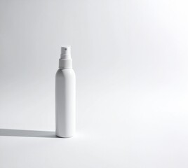 White spray bottle presenting cosmetic care product