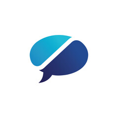 A stylized speech bubble icon, representing communication, conversation, and dialogue