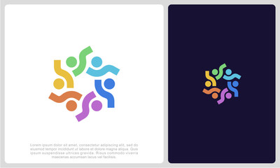 Abstract people colorful logo icon design minimal style illustration. community logo icon vector isolated.	
