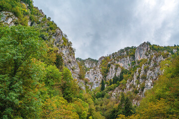 The scenic views of the Horma Canyon (Horma Kanyonu) in the fall season, an amazing place for nature lovers, captivated along the 3,500 m trekking route in the Küre Mountains, Kastamonu, Turkey.