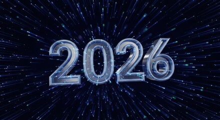 Frozen 2026 text with ice crystals and dark blue abstract background