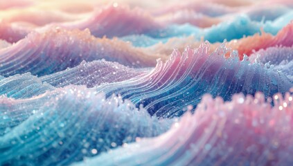 Olas de colores vibrantes iluminadas por la luz del amanecer en un oc&eacute;ano m&aacute;gico que evoca la calma y la belleza del mundo natural