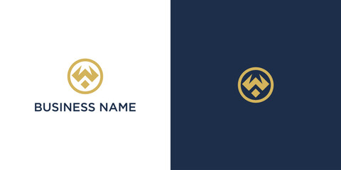 Gold circular W monogram logo design in minimalist geometric style for luxury brand identity