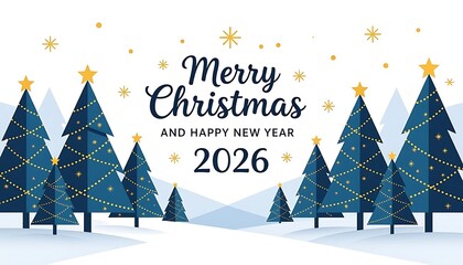Merry christmas and happy new year 2026 christmas trees vector background holiday season greeting card