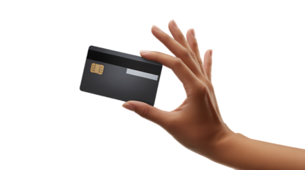 Hand holding black credit card isolated illustration