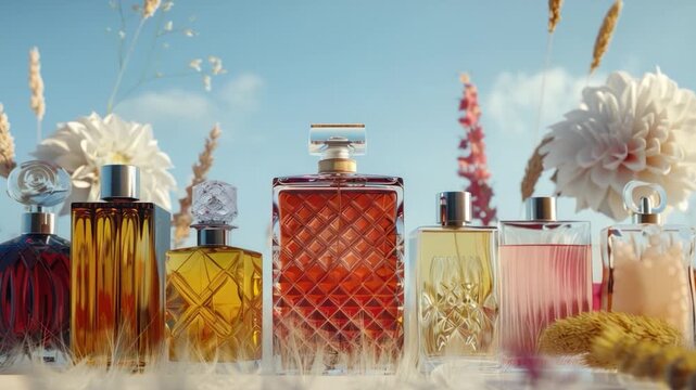 Perfume bottles on table