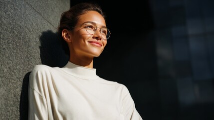 Fototapeta premium Woman posing outdoors during daylight.