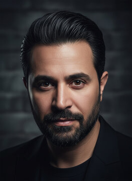 Formal Portrait of Confident Young Man in Black Suit Looking at Camera, Professional Businessman, Corporate Executive Headshot