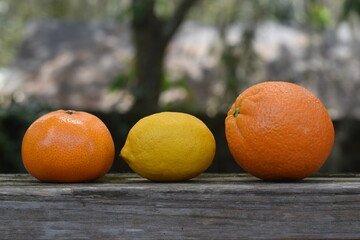 Two oranges and a lemon.