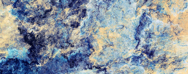 Abstract painting color texture with noise effect. Blue and light yellow color grainy background. Fractal artwork for creative graphic design