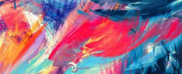 Bright artistic splashes. Abstract painting trendy color texture. Modern colorful paint pattern. Dynamic vibrant background. Fractal artwork for creative graphic design © Alena