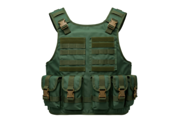 Isolated tactical vest for army with pockets and pouches for equipment or ammunitions
